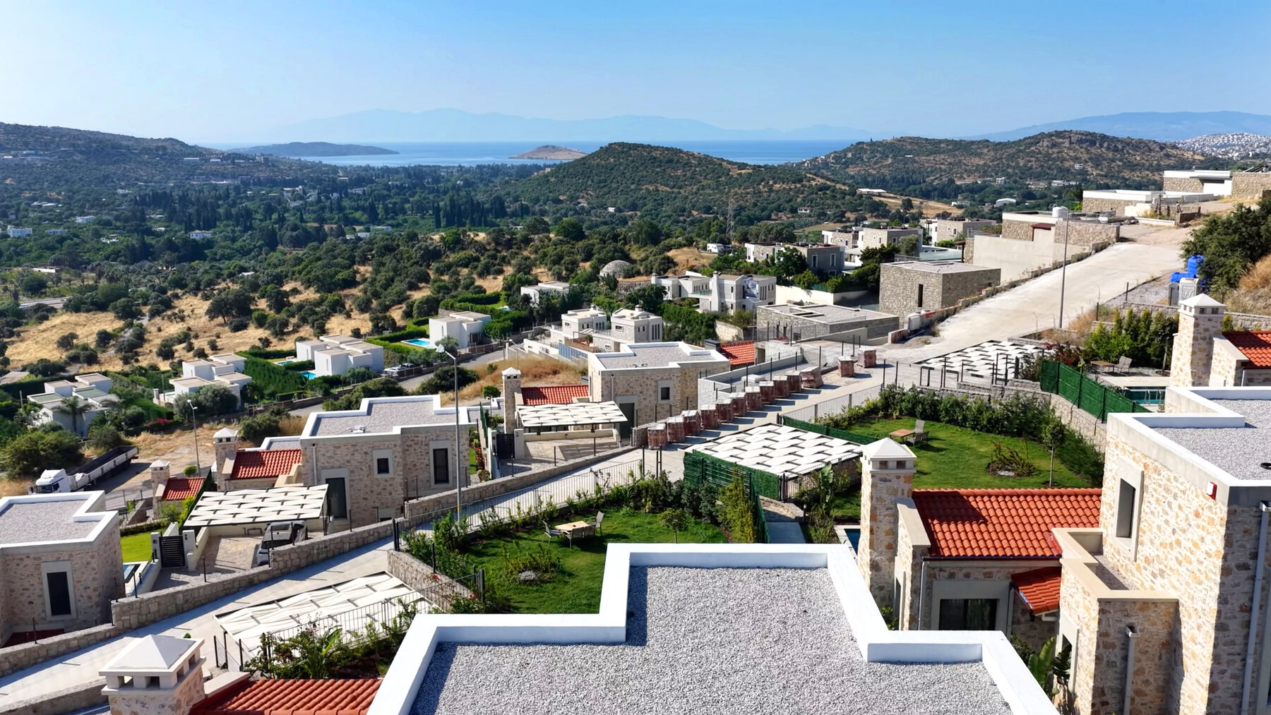Müskebi Hill panoramik deniz ve ada manzarası